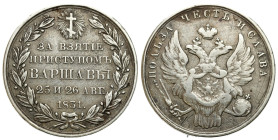 Russia
RUSSIA / RUSSLAND / РОССИЯ / MOSCOW / PETERSBURG

Rosja. Nicholas I Medal 1831 za zdobycie Warszawy - RAREE 

Ślad po usuniętym uszku. Rza...