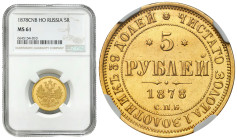 Russia
RUSSIA / RUSSLAND / РОССИЯ / MOSCOW / PETERSBURG

Rosja, Alekxander ll. 5 Rubel (Rouble) 1878 Н-Ф, Petersburg NGC MS61 
AW: Dwugłowy orzeł ...