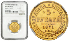 Russia
RUSSIA / RUSSLAND / РОССИЯ / MOSCOW / PETERSBURG

Rosja. Alekxander ll. 5 Rubel (Rouble) 1871 СПБ HI, Petersburg NGC AU - RARE YEAR 
AW: Dw...