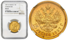 Russia
RUSSIA / RUSSLAND / РОССИЯ / MOSCOW / PETERSBURG

Rosja. Nicholas II. 15 Rubel (Rouble) 1897 СПБ АГ, Petersburg NGC MS62 - RARE 
AW: Głowa ...