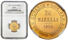 Russia
RUSSIA / RUSSLAND / РОССИЯ / MOSCOW / PETERSBURG

Finlandia/Rosja. Nicholas II. 20 Markkaa 1904 L, Helsinki NGC MS62 

Nieco rzadszy roczn...