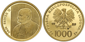 Polish Gold Coins since 1945
POLSKA / POLAND / POLEN / POLOGNE / POLSKO

PRL. 1.000 złotych 1989 Jan Paweł II „na kratce” stempel lustrzany 

Rza...