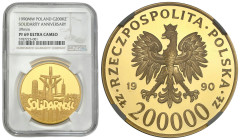 Polish Gold Coins since 1945
POLSKA / POLAND / POLEN / POLOGNE / POLSKO

III RP. 200.000 złotych 1990 Solidarność 39 mm NGC PF69 ULTRA CAMEO (2 MAX...