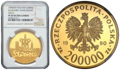 Polish Gold Coins since 1945
POLSKA / POLAND / POLEN / POLOGNE / POLSKO

III RP. 200.000 złotych 1990 Solidarność 39 mm NGC PF69 ULTRA CAMEO (2 MAX...