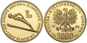 Polish Gold Coins since 1945
POLSKA / POLAND / POLEN / POLOGNE / POLSKO

PRL 2.000 złotych 1980 Igrzyska Lake Placid 

Piękny menniczy egzemplarz...