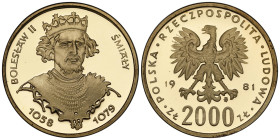 Polish Gold Coins since 1945
POLSKA / POLAND / POLEN / POLOGNE / POLSKO

PRL. 2.000 złotych 1981 Bolesław Śmiały 

Piękny egzemplarz ze wspaniały...