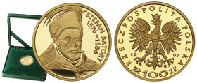 Polish Gold Coins since 1945
POLSKA / POLAND / POLEN / POLOGNE / POLSKO

III RP. 100 złotych 1997 Stefan Batory 

Moneta w oryginalnym zielonym p...