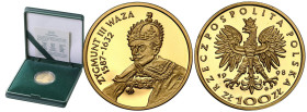 Polish Gold Coins since 1945
POLSKA / POLAND / POLEN / POLOGNE / POLSKO

III RP. 100 złotych 1998, Zygmunt III Waza 

Moneta w oryginalnym zielon...