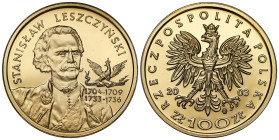 Polish Gold Coins since 1945
POLSKA / POLAND / POLEN / POLOGNE / POLSKO

III RP. 100 złotych 2003 Stanisław Leszczyński 

Menniczy egzemplarz ze ...