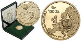 Polish Gold Coins since 1945
POLSKA / POLAND / POLEN / POLOGNE / POLSKO

III RP 100 złotych 2011 Przewodnictwo w UE 

Moneta w oryginalnym zielon...