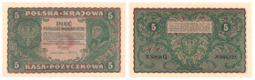 Polish banknotes 1916 - 1948
POLSKA / POLAND / POLEN / POLOGNE / POLSKO

5 marek polskich 1919 seria II-Q 

Pięknie zachowane.&nbsp;

Condition...