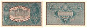 Polish banknotes 1916 - 1948
POLSKA / POLAND / POLEN / POLOGNE / POLSKO

 1/2 marki polskiej 1920 

Bez oznaczenia serii i numeracji. Pięknie zac...