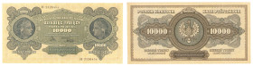 Polish banknotes 1916 - 1948
POLSKA / POLAND / POLEN / POLOGNE / POLSKO

10.000 marek polskich 1922 seria H 

Złamane w pionie, kilka zagnieceń, ...