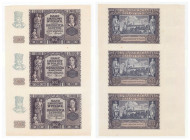 Polish banknotes 1916 - 1948
POLSKA / POLAND / POLEN / POLOGNE / POLSKO

20 złotych / zlotych 1940 arkusz nierozciętych 3 banknotów 

Arkusz nier...