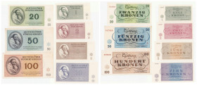 Foreign banknotes
Ghetto Teresin in Czech Republic. 1, 2, 5 and 100 crowns 1945, set of 7 pieces - SET 

Komplet 7 sztuk.Nominały 1, 2, 5, 10, 20 p...