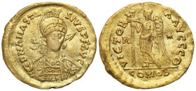 Coins of Byzantium, Sassanids, Celts
Byzantium, Solidus, Anastasius I 491-518, Constantinople 
AW: Popiersie cesarza w zbroi i hełmie na wprost, trz...