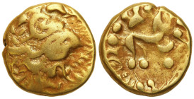 Coins of Byzantium, Sassanids, Celts
Gaul, Celts. Stater 
AW: Schematyczne przedstawienie głowy
RW: Schematycznie przedstawiony jeździec galopujący...