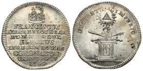 Austria
Austria, Franz I (17451765), coronation token 1745, Frankfurt - BEAUTIFUL 
AW: Pod koroną napis w ośmiu wersach: FRANCISCUS / HIER REX LOTH ...