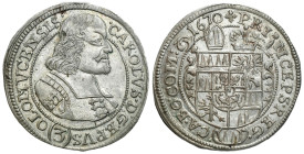 Austria
Austria, Olomouc. Charles II (1664-1695). 3 kreuzer 1670, Kroměříž

Wspaniale zachowany egzemplarz, mocny połysk menniczy.

Details: 1,58...