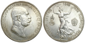Austria
Austria. Franz Joseph I. 5 crowns 1908, Vienna 

Wybite z okazji 60-lecie panowania cesarza.Bardzo ładnie zachowane.

Details: Herinek 77...