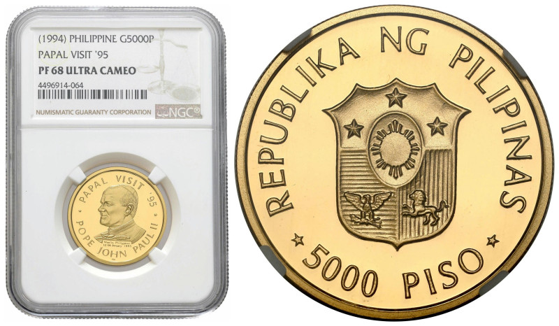 Philippines
Philippines. 5,000 Piso 1995, John Paul II NGC PF68 ULTRA CAMEO 
...