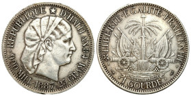 Haiti
Haiti. Gourde 1887 

Ciemna patyna. Rzadsza moneta.

Details: 25 g Ag 
Condition: 3 (VF) 
Literature: KM 46