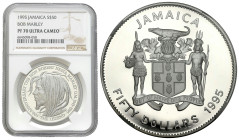 Jamaica
Jamaica. 50 dollars 1995 NGC PF70 ULTRA CAMEO 

50. rocznica urodzin Boba Marleya.Piękny, menniczy egzemplarz. Max nota.Srebrna moneta o wa...