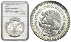 Mexico
Mexico. 1 onza 1990 NGC PF69 ULTRA CAMEO 

Uncja srebra wybita stemplami lustrzanymi.&nbsp;Menniczy egzemplarz w slabie NGC.

Condition: N...