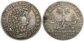 Germany
Germany, Brunswick-Lneburg-Calenberg. Johann Friedrich 2/3 Thaler (Thaler) (Gulden) 1677, Hanover 

Odmiana bez wewnętrznej obwódki na awer...