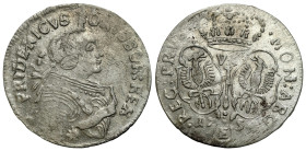 Germany
Germany, Prussia. Frederick II (17401786). Szstak 1756? E, Knigsberg 

Słabo czytelna data. Połysk menniczy.

Details: 2,74 g Ag 
Condit...