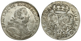 Germany
Germany, Prussia. Six-penny coin (6 groszy) 1757 E, Knigsberg 

Ładnie zachowana moneta.&nbsp;

Details: 3,29 g Ag 
Condition: 2 (EF)
