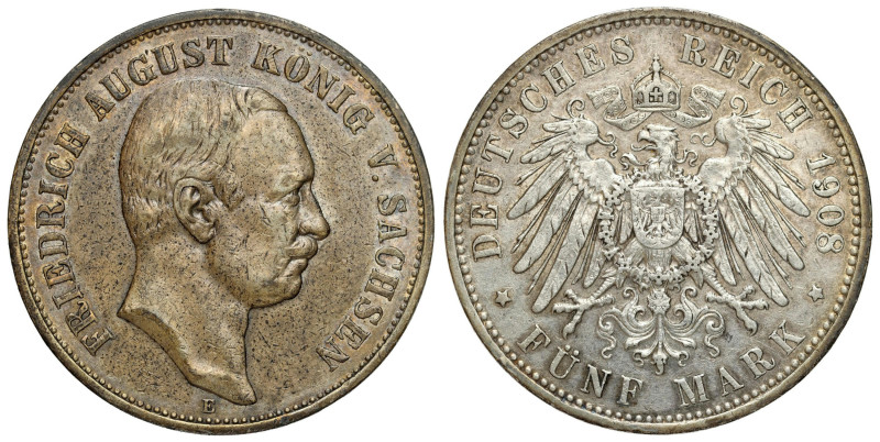 Germany
Germany, Saxony. Frederick Augustus III (19041918). 5 Marks 1908 E, Mul...