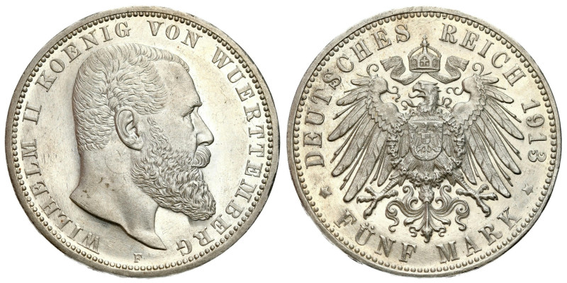 Germany
Germany, Wrttemberg. 5 Marks 1913 F, Stuttgart 

Bardzo ładnie zachow...