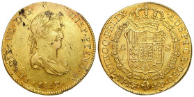 Peru
Peru. Ferdinand VII (1808-1833). 8 escudos 1813, Lima 

Wariant z małym popierskiem.Bardzo ładny egzemplarz wyjęty ze slabu NGC z notą AU53.
...