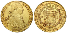 Peru
Peru, Charles IV (1788-1808). 8 Escudo 1806 TH, Mexico 

Ślad po zawieszce na godzinie 12, ale moneta ładnie zachowana.

Details: 27,04 g Au...