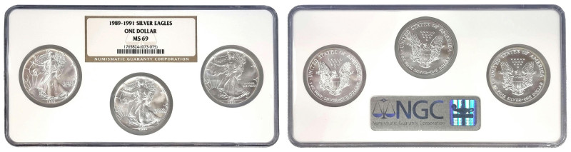 USA - United States of America
USA. 1 dollar 1989-1991 NGC MS69 (2 MAX), set of...