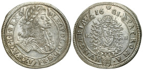 Hungary/Transylvania
Hungary, Leopold I. 15 kreuzer 1681 KB, Kremnica 

Naturalne wygięcie krążka, moneta z walcarki.Egzemplarz z wyraźnym blaskiem...