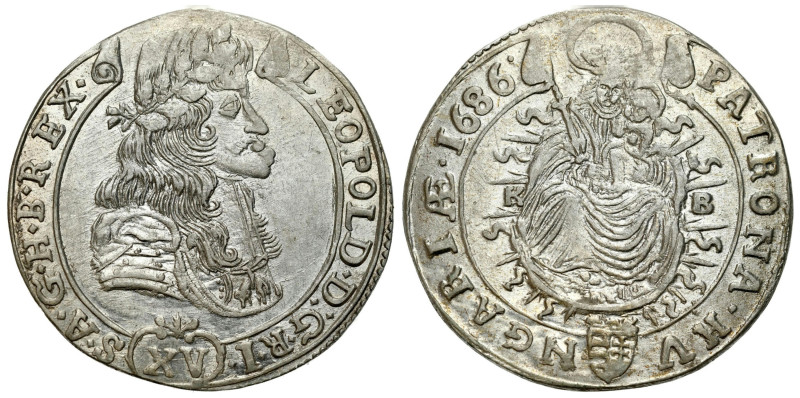 Hungary/Transylvania
Hungary, Leopold I (16581705). 15 kreuzer 1686 KB, Kremnic...