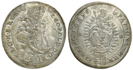 Hungary/Transylvania
Hungary, Leopold I (16581705). 15 kreuzer 1689 KB, Kremnica 

Naturalne wygięcie krążka, moneta z walcarki.&nbsp;Zachowany poł...