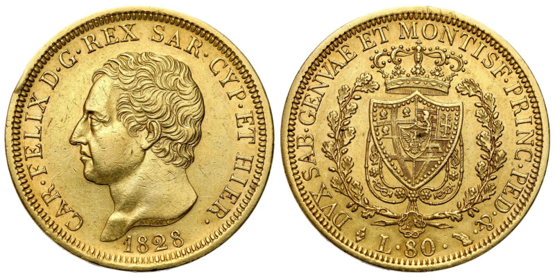 Italy and the Vatican
Italy. Sardinia. Charles Felix (1821-1831). 80 Lire 1828,...