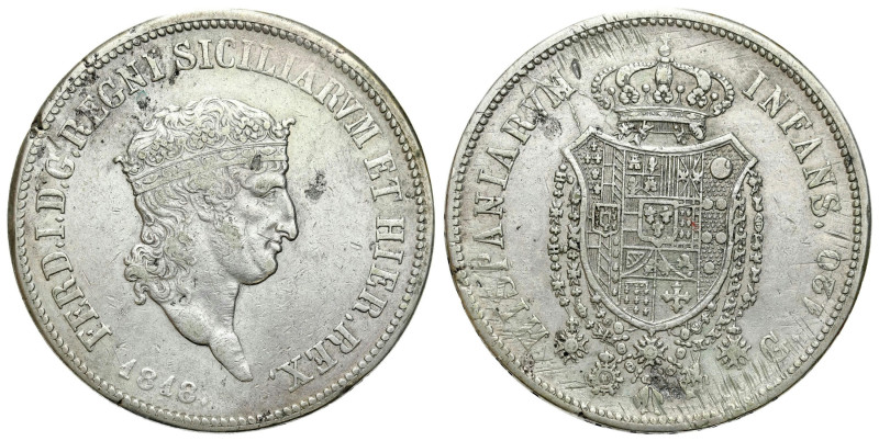 Italy and the Vatican
Italy, Sicily. Ferdinand I (18161825). Piastra = 120 gran...