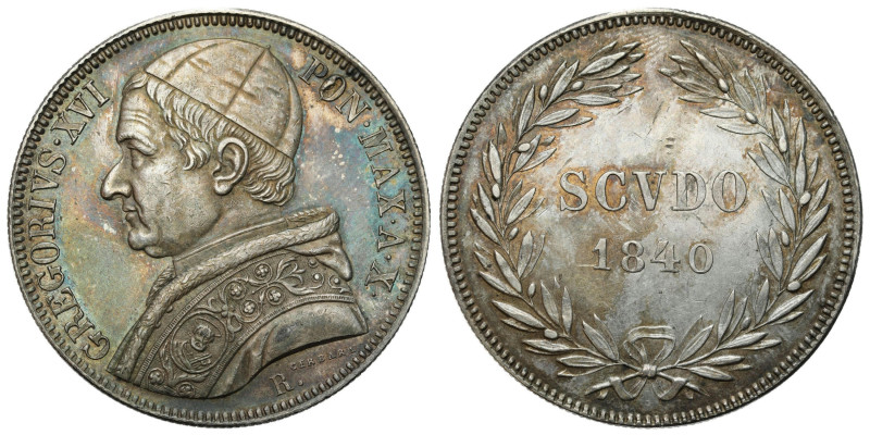 Italy and the Vatican
Italy, Vatican. Gregorio XVI (1831-1846). Scudo 1840 R, R...