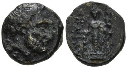 ACHAEMENID EMPIRE. Tissaphernes, Satrap of Mysia (400-395 BC). Astyra.
AE Bronze (10.9mm 1.7g)
Obv: TIΣΣΑ. Bare head right.
Rev: AΣTYPH. Facing sta...