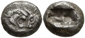 KINGS of LYDIA. Kroisos (circa 560-546 BC). Sardes
AR Siglos (13.3mm 5.06)
Obv: Confronted foreparts of a lion and a bull.
Rev: Two incuse squares,...