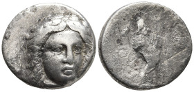 SATRAPS OF CARIA. Uncertain Satrap (?). (4th century BC).
AR Drachm (15.7mm 3.4g)
Obv: Laureate head of Apollo facing, turned slightly to right and ...
