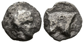 SATRAPS of CARIA. Hekatomnos. (Circa 395-353 BC)
AR Hemiobol (7.3mm 0.25g)
Obv: Head of young male right
Rev: Forepart of bull left, E behind
Cf. ...