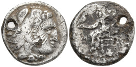 KINGS OF MACEDON. Alexander III ‘the Great’ (336-323 BC)
AR Drachm (17.2mm 3.19g)
Obv: Head of Herakles right, wearing lionskin headdress
Rev: AΛEΞ...