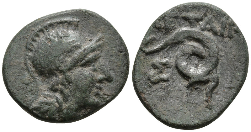 KINGS of PERGAMON. Philetairos. (200-133 BC)
AE Bronze (16mm 3g)
Obv: Helmeted...