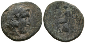 SELEUKID KINGDOM. Seleukos II Kallinikos (246-225 BC). Sardes mint
AE Bronze (17.7mm 3.54g)
Obv: Head of Herakles right, wearing lion skin.
Rev: ΒΑ...