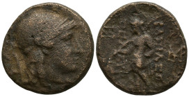 SELEUKID KINGDOM. Seleukos II Kallinikos.(Circa 246-226 BC). Sardes mint
AE Bronze (16.4mm 4.04g).
Obv: Head of Athena right wearing crested helmet...